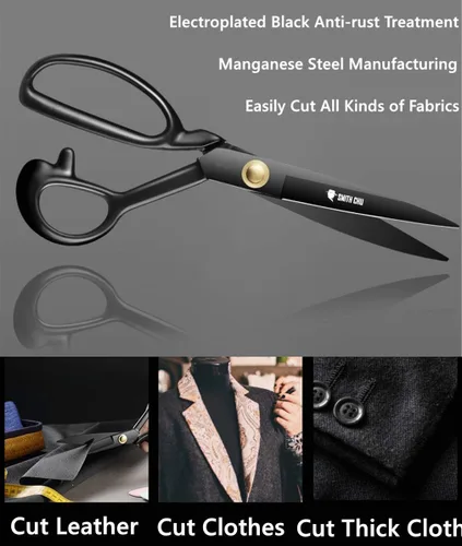 Miniatura 6 de Tijeras de costura profesionales de 12 pulgadas para ropa de cuero, de alta resistencia industrial, acero de alto carbono, tijeras afiladas
