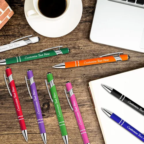Miniatura 6 de Hasta 500 bolígrafos personalizados a granel con logotipo de mensaje de nombre comercial, bolígrafos grabados personalizados con lápiz óptico
