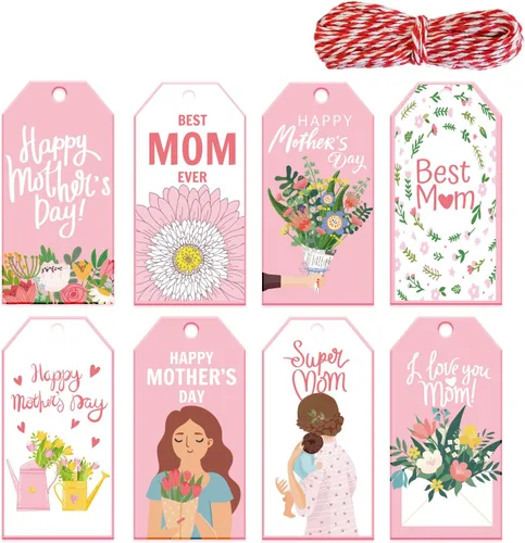 Doumeny Etiquetas de regalo de papel para el Día de la Madre, 120 etiquetas colgantes para el día de la madre, etiquetas colgantes con texto en