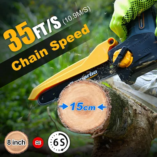 Miniatura 3 de Motosierra de poda inalámbrica de 8 pulgadas compatible con baterías Makita de 18 V, motosierra de mano sin escobillas con engrasador automático