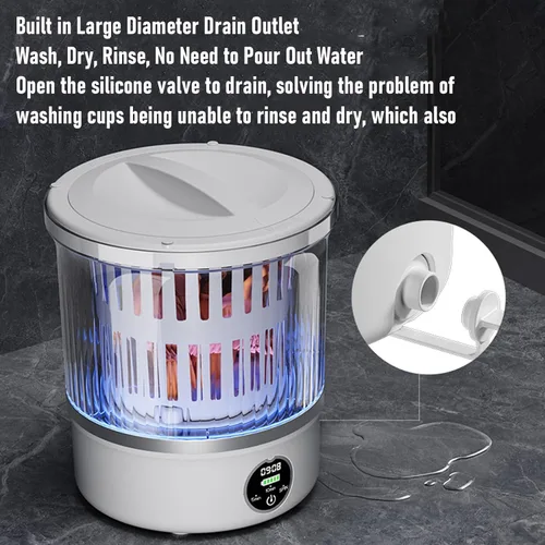Miniatura 4 de Diydeg Lavadora portátil, 6000 mAh recargable inalámbrica para ropa interior con LED digital, motor de alta velocidad de 16000 rpm para viajes