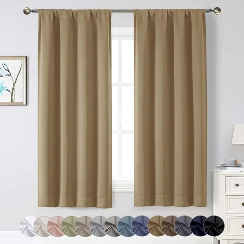 Miniatura 166 de Cortinas opacas para dormitorio, sala de estar, juego de 2 paneles de 54 pulgadas de largo, cortinas de oscurecimiento de habitación con aislamiento