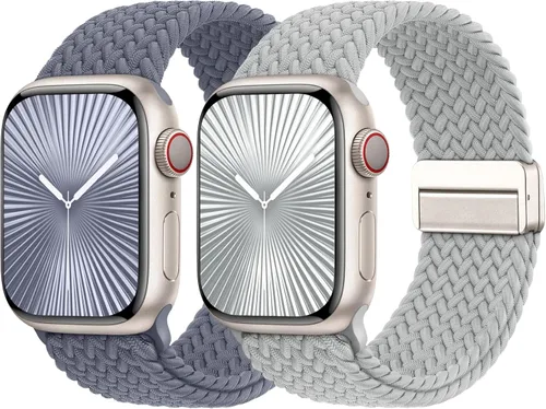 Miniatura 10 de Bandas elásticas trenzadas con cierre magnético compatibles con Apple Watch de 1.496 pulgadas, 1.575 pulgadas, 1.614 pulgadas, 1.654 pulgadas, 1.732