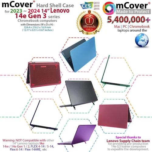 Miniatura 2 de mCover Funda compatible solo para computadoras portátiles tradicionales Lenovo 14e Chromebook Gen 3 2023-2024 de 14 pulgadas
