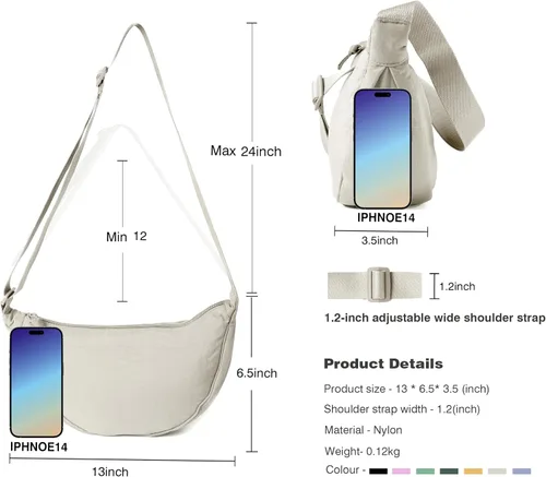 Miniatura 4 de Bolso cruzado de nailon Crescent para mujeres y hombres, riñonera, bolsa cruzada de bola de masa ligera, bolsa de viaje