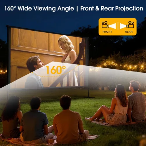Miniatura 9 de Pantalla de proyector para exteriores con soporte, kit de proyección portátil de 120 pulgadas, 16:9 4K HD, sin arrugas, pantalla de cine