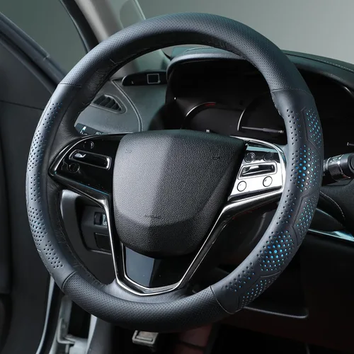 Yangday Funda de cuero para volante de automóvil para Toyota RAV4, Corolla Camry Highlander, 14.5-15 pulgadas, funda antideslizante y transpirable