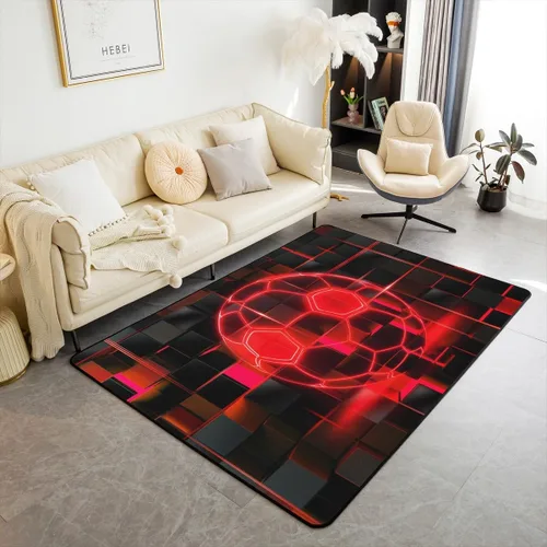 Miniatura 12 de Erosebridal Tapete de fútbol para interiores de 3 x 5 pulgadas, alfombra de fútbol neón para niños, adolescentes, hombres, brillantes, geométricas
