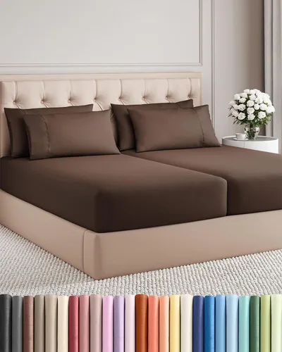 Miniatura 94 de Juego de sábanas Queen de 6 piezas, sábanas tamaño Queen, ropa de cama suave de lujo de hotel, refrescante, cómoda y transpirable, 1 encimera, 1 26