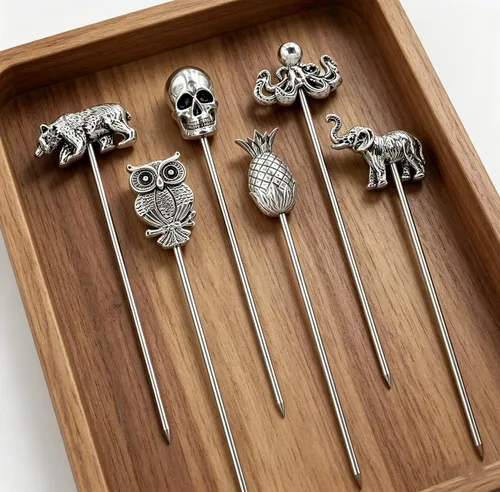 Miniatura 7 de Homestia - Púas de cóctel de metal para bebidas, 11.9 cm reutilizables, pinchos de cóctel para guarnición, espadas, 6 piezas, púas de martini