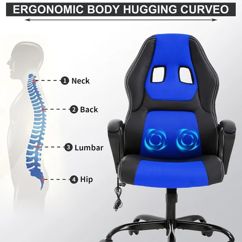 Miniatura 3 de Offcie - Silla de juegos de PC, silla de computadora estilo carreras con reposabrazos acolchado, silla ergonómica de escritorio para el hogar