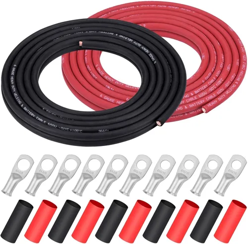 Miniatura 11 de Cable de Soldadura Calibre 1/0, iGreely 1/0 AWG Cables de Soldadura de Batería de Cobre Puro para Generador Solar Automático, 5 piezas de 5/16" y 5