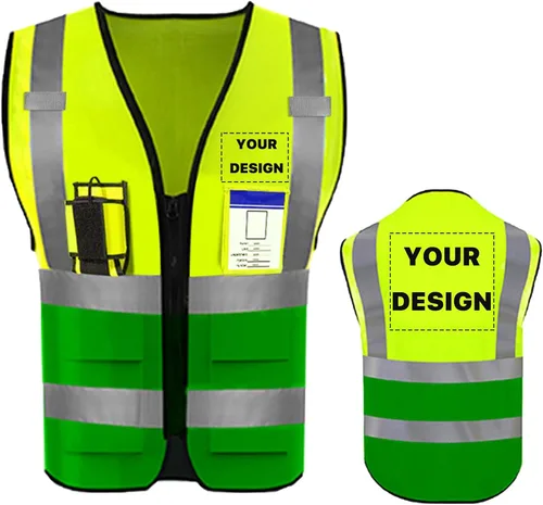 Miniatura 11 de Chaleco de seguridad de alta visibilidad reflectante con bolsillos y cremallera personalizado su logotipo ropa de trabajo de seguridad