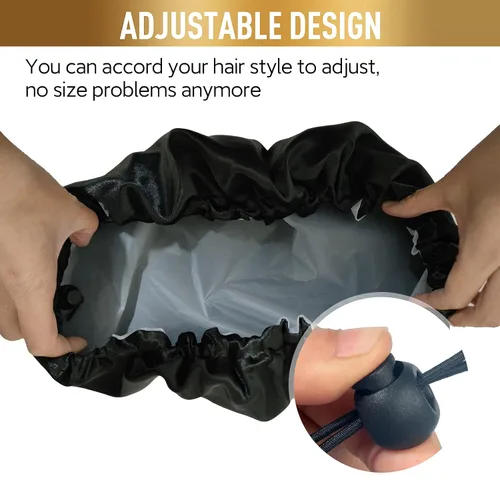 Miniatura 3 de Gorros de ducha para mujer, extra grande, ajustable, impermeable, reutilizable, gorro de ducha para mujeres y niñas, cabello largo y grueso, gorros
