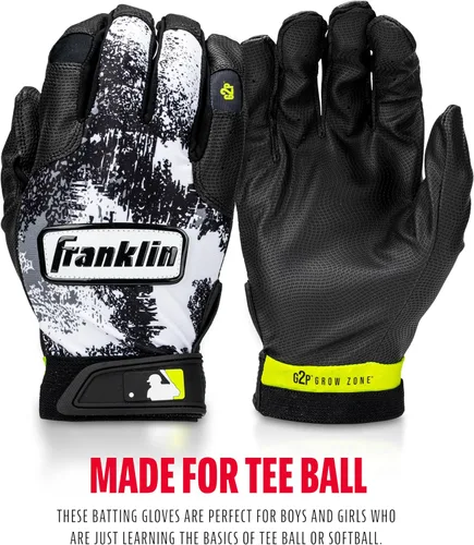 Miniatura 5 de Franklin Sports MLB - Guantes de bateo de teeball para jóvenes, flexibles y profesionales, guantes de béisbol + sóftbol para niños y niñas