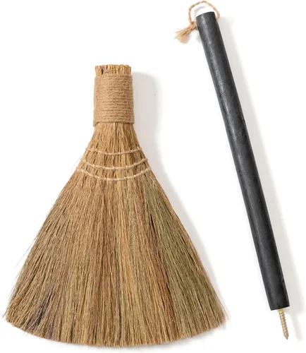 Miniatura 3 de Escoba de mango negro de barrido natural, escobas para boda, ceremonia de salto, decoración de Halloween, bricolaje, escoba suave de paja