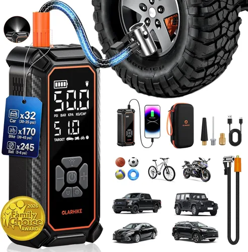 OlarHike Inflador de neumáticos inalámbrico, compresor de aire portátil, inflado rápido 3X, batería de 12000 mAh, bomba de aire para neumáticos de