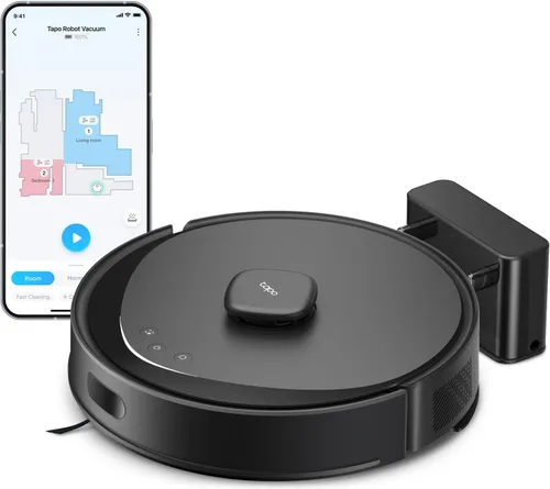 Tapo - Aspiradora y fregona robot con navegación inteligente LiDAR, 5300 Pa máx, tasa de recolección de polvo del 97%+, limpieza personalizable,