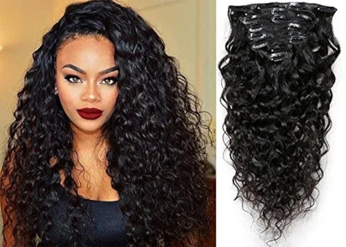 Miniatura 2 de Extensiones de cabello humano rizado natural con clip para mujeres negras, extensiones de cabello humano real Remy con clip para mujeres