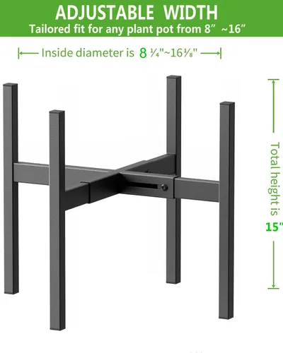 Miniatura 4 de Soporte para Plantas de Metal, Tamaño Ajustable para Macetas Grandes de 10 12 13 14 15 16 Pulgadas, Soporte de Plantas Expandible de Estilo Moderno