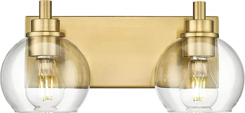 Miniatura 10 de Accesorios de iluminación de baño, luz de tocador mate negra de 2 luces, apliques de pared modernos con pantalla de globo de vidrio transparente