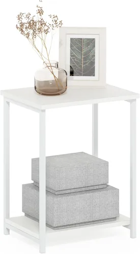 Miniatura 20 de Furinno SIMPLISTIC - Juego de 2 mesas auxiliares, mesa de 2 niveles, mesita de noche, mesita, mesa de luz, fácil montaje, para sala de estar, Roble