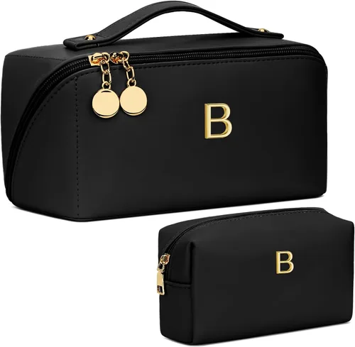 Miniatura 22 de Regalos de cumpleaños para mujeres y adolescentes, juego de bolsas organizadoras de maquillaje con iniciales personalizadas, bolsa de cosméticos