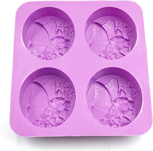 Miniatura 5 de EchoDone Molde ovalado de silicona para jabón de 4 cavidades, diseño de flores de mariposa ovaladas, moldes de silicona hechos a mano para jabón