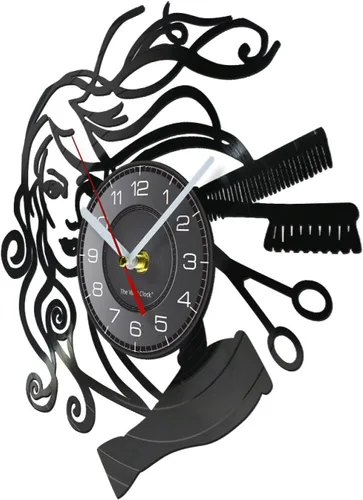 Miniatura 2 de Reloj de pared de 12 pulgadas para peluquería, salón de belleza, disco de vinilo, reloj de pared para estilista, peluquería, peluquería, retro