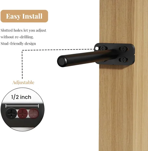 Miniatura 6 de 8 piezas de soportes de estante de pared resistentes para estantes flotantes ocultos, invisibles, negros, soportes de estante decorativos