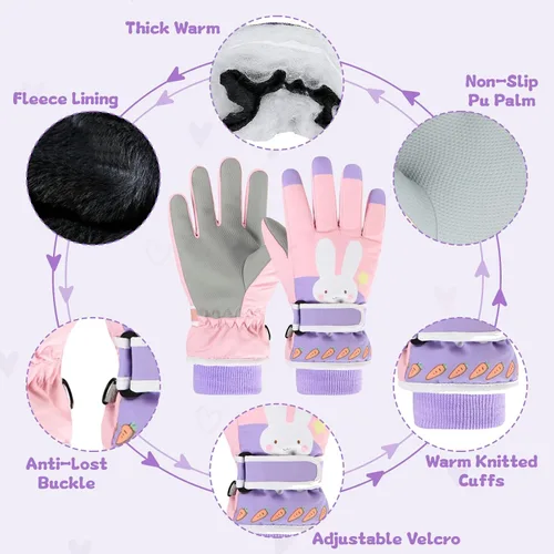 Miniatura 73 de Guantes de nieve para hombre y mujer, impermeables, para invierno, cálidos, para esquí, snowboard, guantes para mujer