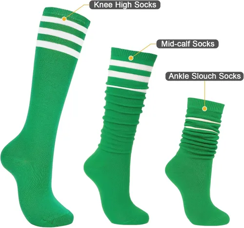 Miniatura 5 de Calcetines deportivos hasta la rodilla para mujer, para deportes al aire libre, medias altas hasta el muslo, calcetines casuales a rayas