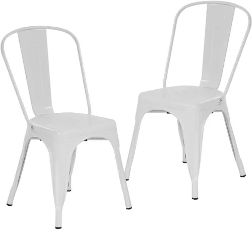 Miniatura 9 de Sillas de metal para interiores y exteriores, sillas laterales apilables para restaurante, bistró, cafetería, Tolix con respaldo, juego de 2, sillas