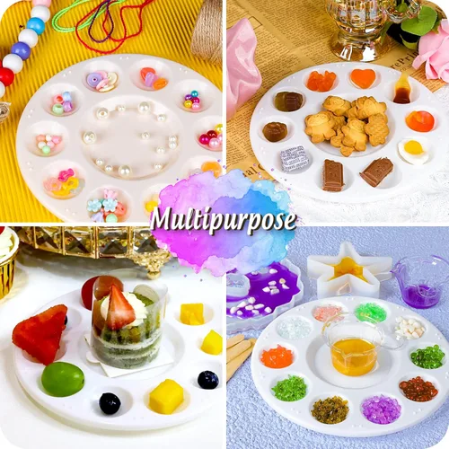Miniatura 5 de FANDAMEI Paleta de Pintura, Bandejas de Pintura para Niños, Paletas de Pintura con 10 Cavidades para Adultos y Niños, Paletas Redondas de Pintura