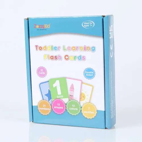 Miniatura 6 de ZazzyKid Tarjetas flash para niños pequeños – 52 tarjetas de doble cara para números, colores, formas y clima – Juguetes de aprendizaje y educación