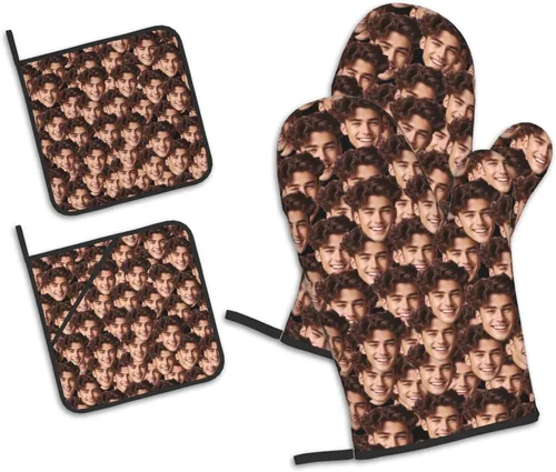 Miniatura 45 de Manoplas de horno personalizadas para Navidad, juego de guantes de horno personalizados y soportes para ollas con foto, divertidos regalos