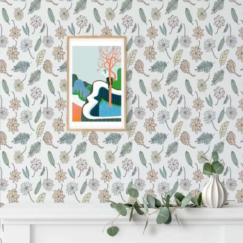 Miniatura 3 de TAOGIFT Papel tapiz de hojas florales para despegar y pegar, papel de contacto floral grueso y colorido para revestimiento de estantes, cajón