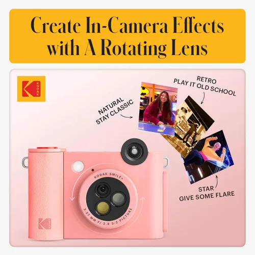 Miniatura 5 de KODAK Smile+ Paquete de regalo para cámara digital instantánea 2 en 1 e impresora fotográfica + estuche + paquete de 20 papel fotográfico Zink