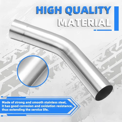 Miniatura 4 de Tubo de Escape de 2.5" DE (Diámetro Exterior) de 45 Grados, Tubo de Escape de 45 Grados Hecho de Acero Inoxidable para Automóvil DIY Tubo de Escape