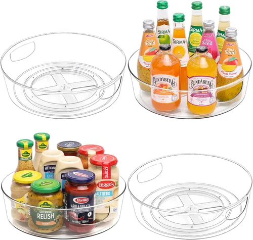 Miniatura 6 de GUZON Paquete de 4 Organizadores Lazy Susan, Mesa Giratoria Lazy Susan Transparente de 9 Pulgadas para Gabinete, Estante Giratorio de Especias