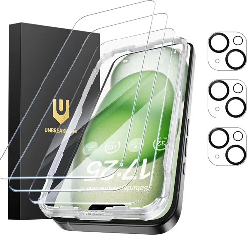 Miniatura 16 de UNBREAKcable Paquete de 3 protectores de pantalla para iPhone 17 Pro con protección de cámara, dureza 9H, claridad HD, antihuellas, compatible