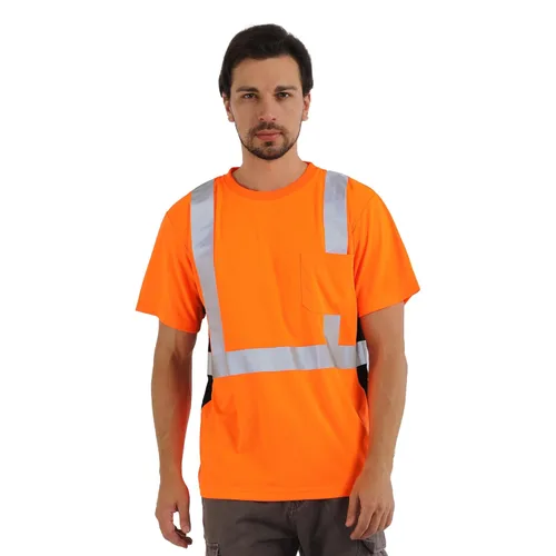 Miniatura 11 de sesafety Camisas de alta visibilidad para hombre clase 3 Hi Vis, camisetas reflectantes de construcción para hombres con bolsillo, camisetas