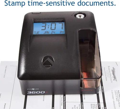 Miniatura 3 de Pyramid Time Systems - Reloj de tiempo de empleado de doble función 3600SS y sello de documentos con alineación LED SmartSite y ventana Tri-View
