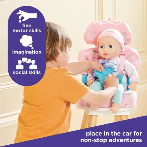 Miniatura 4 de Cadson Silla elevadora para auto con cinturón de seguridad para muñecas y animales de peluche. Lleve a su amigo favorito de paseo. Juguete de Rosa