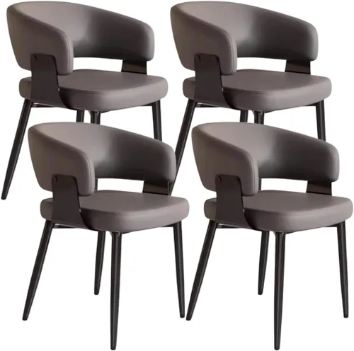 Miniatura 24 de YVYKFZD Juego de sillas de comedor, silla de comedor con patas de metal y respaldo curvo, sillas de cocina tapizadas de cuero, reposabrazos, silla