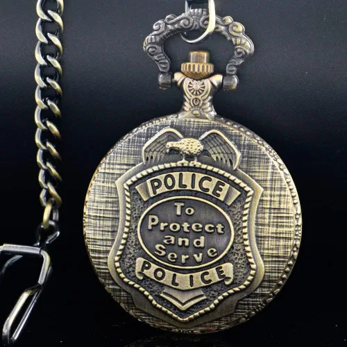 Miniatura 2 de Tiong Reloj de bolsillo con diseño clásico de números arábigos de cuarzo con cadena, regalos de cumpleaños