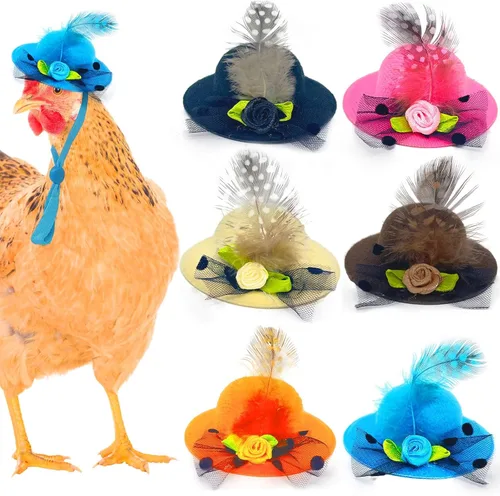 6 piezas de sombreros de pollo, sombreros para muñecas, ropa para osos, ropa para peluches, cascos de pollo