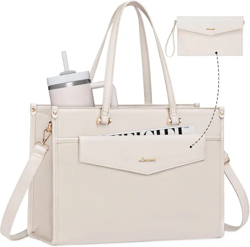 Miniatura 15 de LOVEVOOK Bolsa de mano para laptop para mujer, bolsa de trabajo profesional 2 en 1 de 15.6 pulgadas, maletín de negocios con bolso de mano, bolso