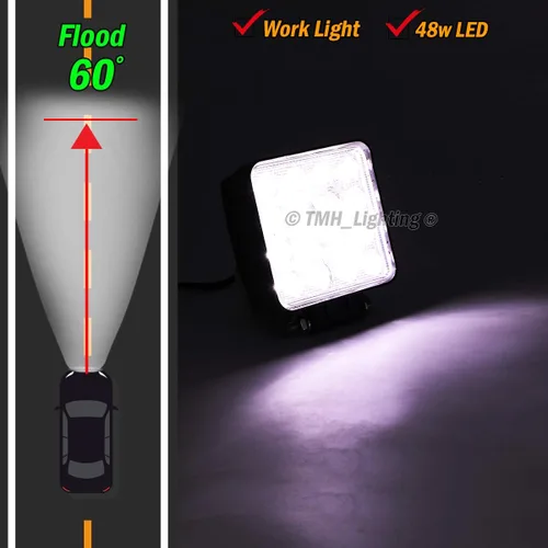 Miniatura 6 de Paquete de 10 luces LED TMH de 48 W con forma cuadrada de 60 grados, luz de inundación, luz de conducción, ATV, todoterreno, 4wd, 4x4, Utv, Van