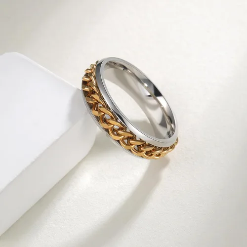 Miniatura 113 de Anillos giratorios para la ansiedad para hombre, anillos clásicos de cadena para mujeres y adultos, anillo de acero de titanio